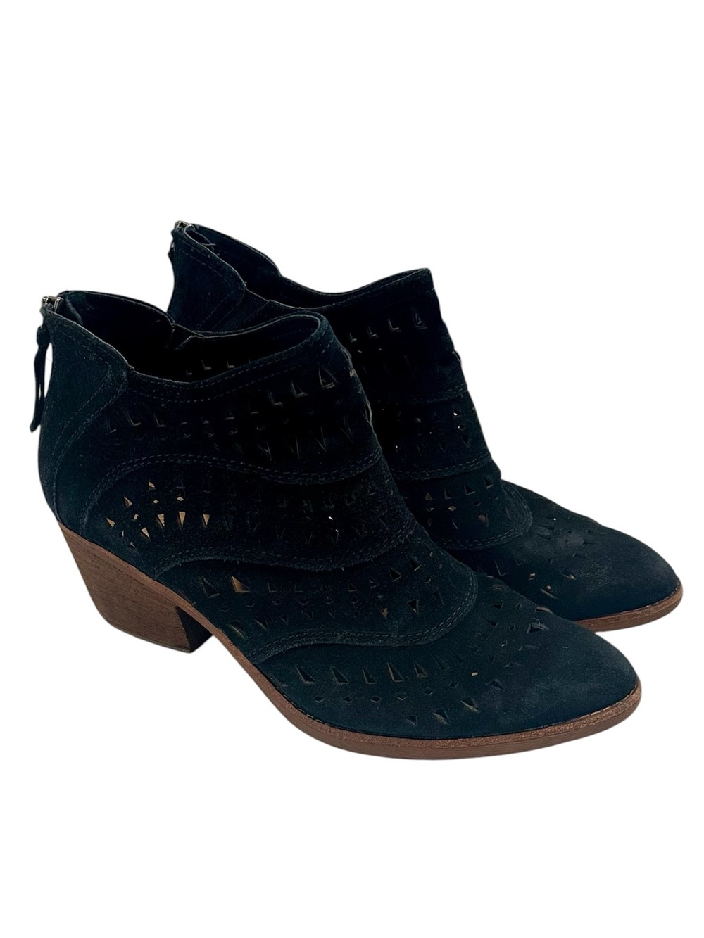 Söfft Black Westwood II Suede Laser Cutout Ankle Booties with Wood-Look Heel - Picture 7 of 10